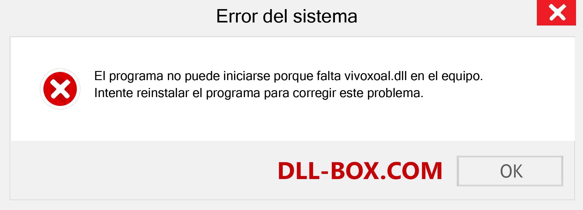 ¿Falta el archivo vivoxoal.dll ?. Descargar para Windows 7, 8, 10 - Corregir vivoxoal dll Missing Error en Windows, fotos, imágenes