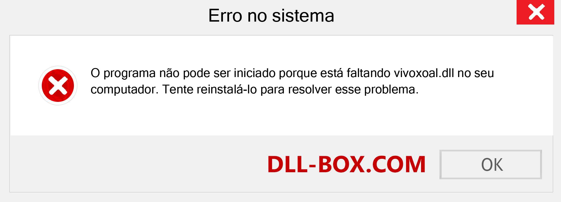 Arquivo vivoxoal.dll ausente ?. Download para Windows 7, 8, 10 - Correção de erro ausente vivoxoal dll no Windows, fotos, imagens